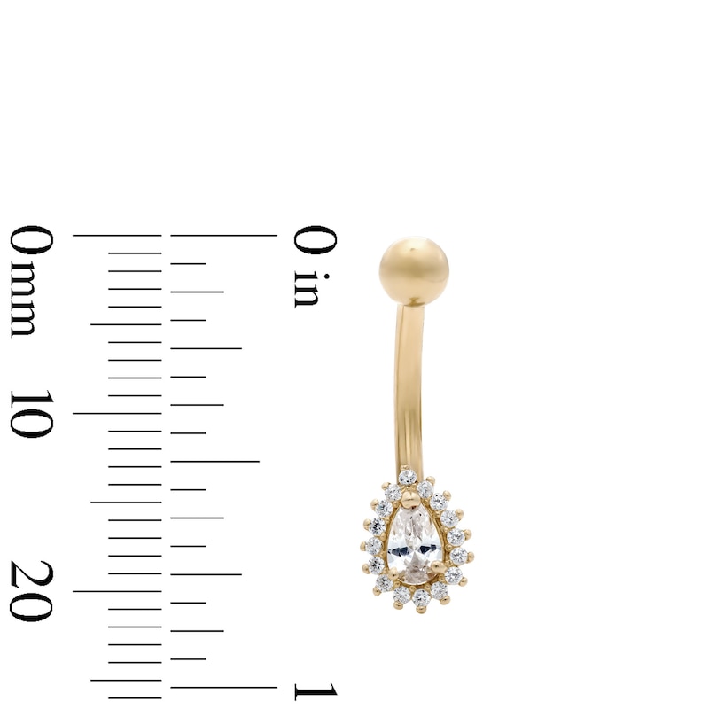 Main Image 2 of 10K Hollow Gold and Yellow Ion-Plated CZ Pear Sunburst Belly Ring - 14G 3/8"