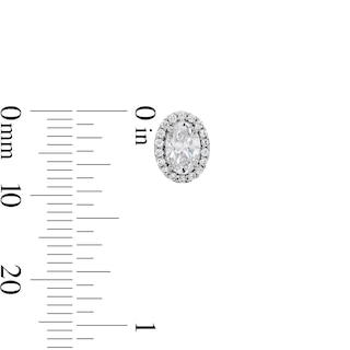 Sterling Silver CZ Oval Halo Studs