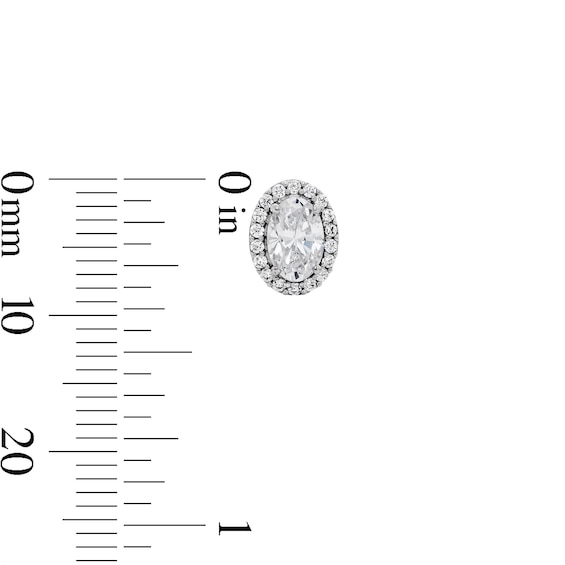 Sterling Silver CZ Oval Halo Studs