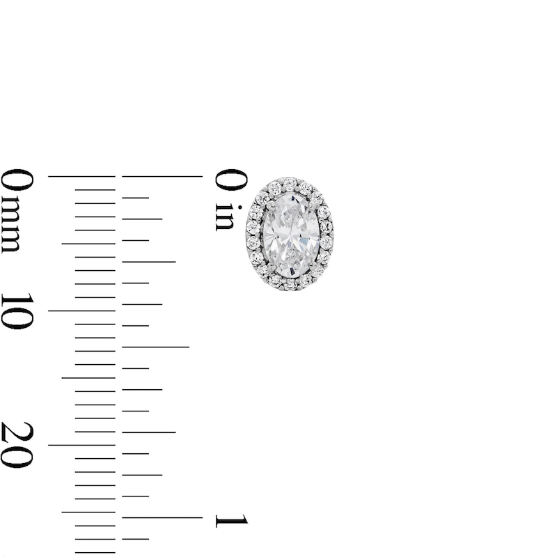 Sterling Silver CZ Oval Halo Studs