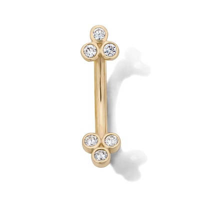 10K Solid Gold CZ Trio Curved Barbell – 16G 5/16"