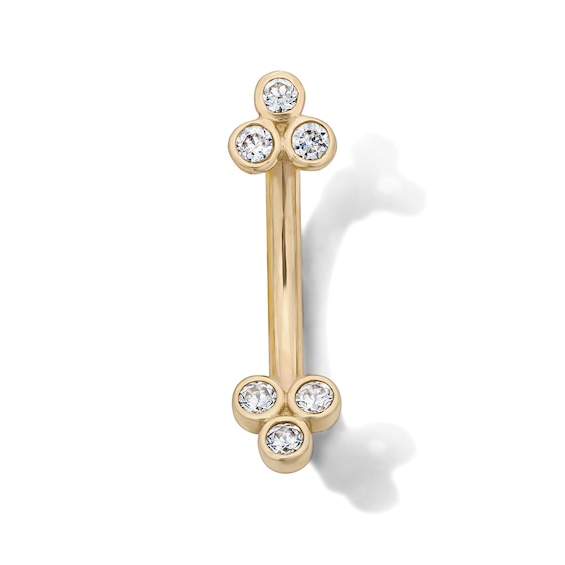 10K Solid Gold CZ Trio Curved Barbell – 16G 5/16"