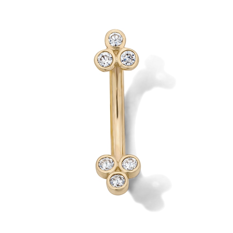 Main Image 1 of 10K Solid Gold CZ Trio Curved Barbell – 16G 5/16"