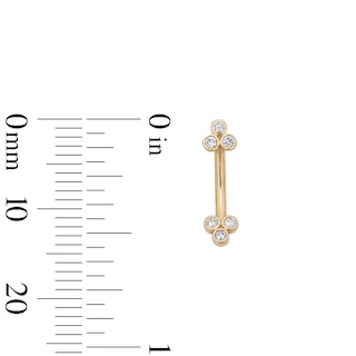 10K Solid Gold CZ Trio Curved Barbell – 16G 5/16"