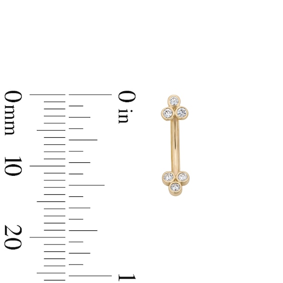 10K Solid Gold CZ Trio Curved Barbell – 16G 5/16"
