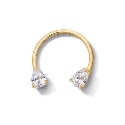 10K Solid Gold CZ Pear Horseshoe - 16G 5/16"