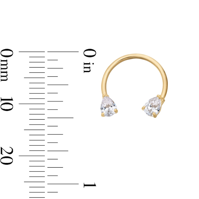 10K Solid Gold CZ Pear Horseshoe - 16G 5/16"