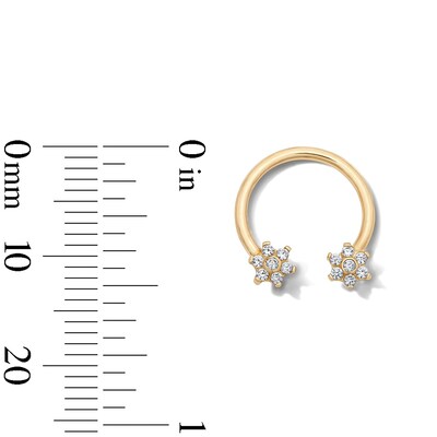 10K Solid Gold CZ Flower Horseshoe – 16G 3/8"