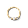 10K Solid Gold CZ Three-Stone Hoop - 16G 3/8"