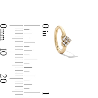 10K Semi-Solid Gold CZ Heart Hoop – 18G 5/16"