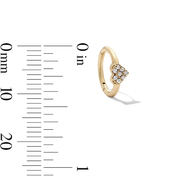 10K Semi-Solid Gold CZ Heart Hoop – 18G 5/16"
