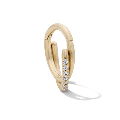 10K Semi-Solid Gold CZ Twist Hoop  – 18G 5/16"