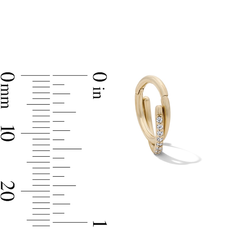 Main Image 2 of 10K Semi-Solid Gold CZ Twist Hoop  – 18G 5/16"