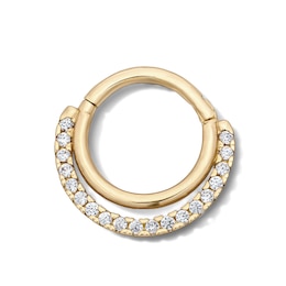 10K Semi-Solid Gold CZ Hoop – 16G 3/8"
