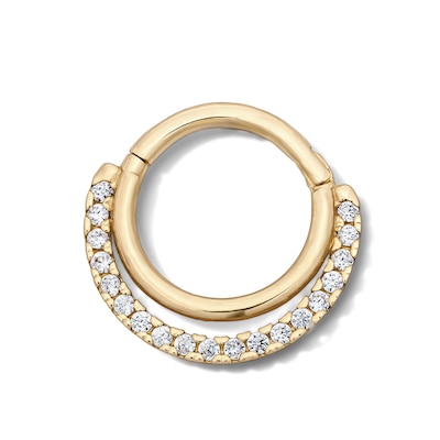 10K Semi-Solid Gold CZ Hoop – 16G 3/8"