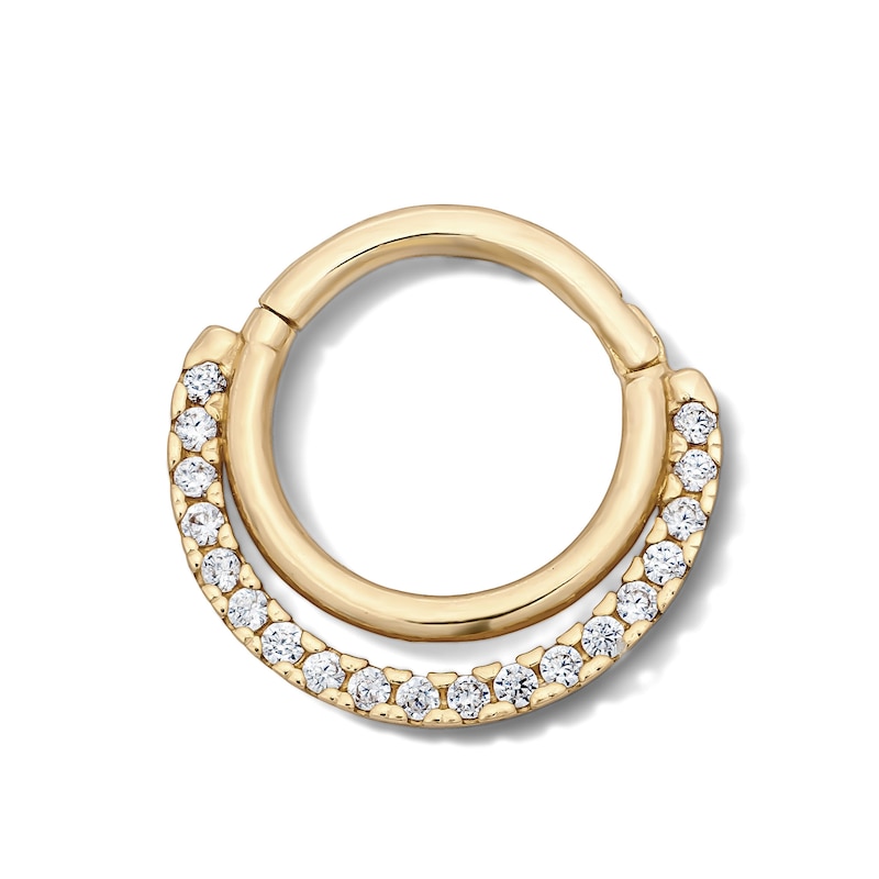 Main Image 1 of 10K Semi-Solid Gold CZ Hoop – 16G 3/8"