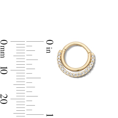 10K Semi-Solid Gold CZ Hoop – 16G 3/8"