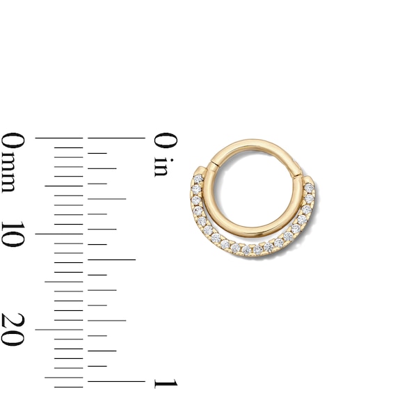10K Semi-Solid Gold CZ Hoop – 16G 3/8"