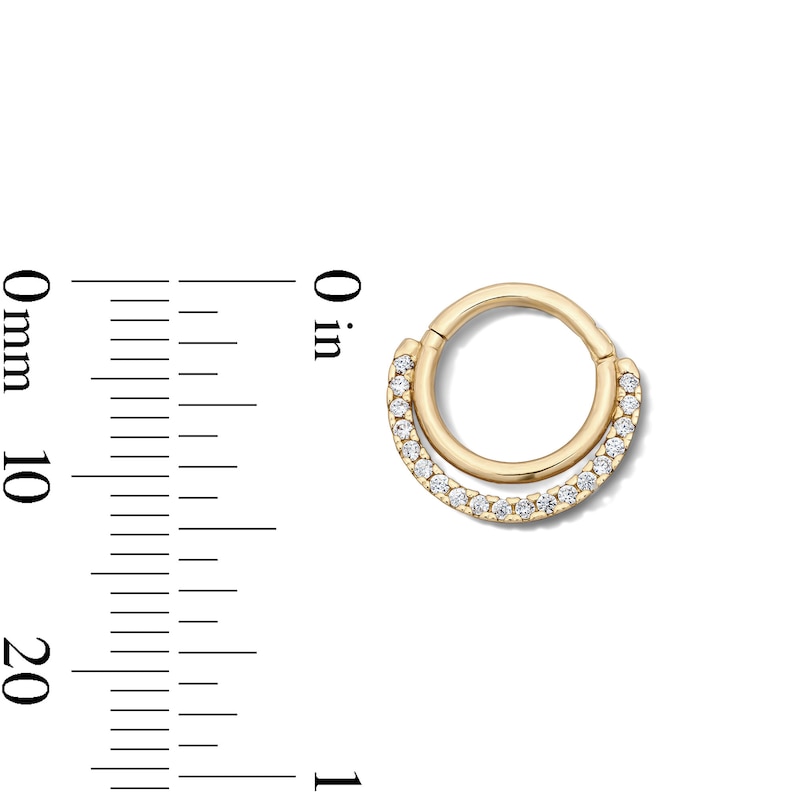 Main Image 2 of 10K Semi-Solid Gold CZ Hoop – 16G 3/8"