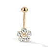 Thumbnail Image 1 of 10K Hollow Gold and Yellow Ion-Plated CZ Flower Belly Ring - 14G 3/8"