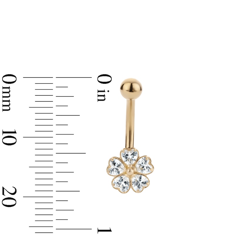 Main Image 2 of 10K Hollow Gold and Yellow Ion-Plated CZ Flower Belly Ring - 14G 3/8"