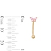 Thumbnail Image 2 of 10K Solid Gold Pink CZ Butterfly Curved Barbell - 16G 5/16"