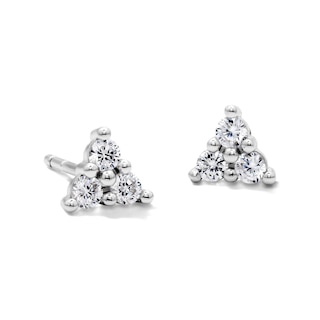 Solid Sterling Silver CZ Triangle Studs