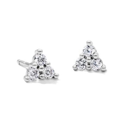 Solid Sterling Silver CZ Triangle Studs