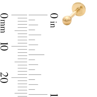 14K Hollow Gold 3mm Ball Stud  - 16G 3/8"