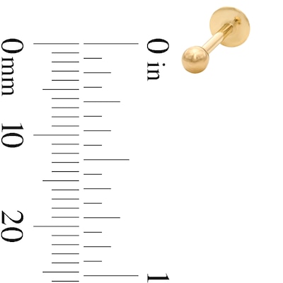 14K Hollow Gold 3mm Ball Stud  - 16G 3/8"