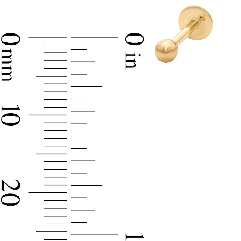 14K Hollow Gold 3mm Ball Stud  - 16G 3/8"