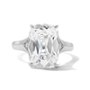 Solid Sterling Silver Elongated Cushion CZ Solitaire Ring - Size 7