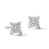 Solid Sterling Silver CZ Pavé Concave Square Studs