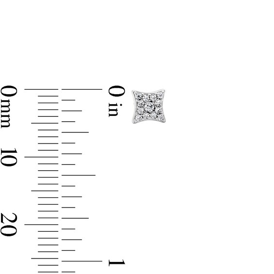 Solid Sterling Silver CZ Pavé Concave Square Studs