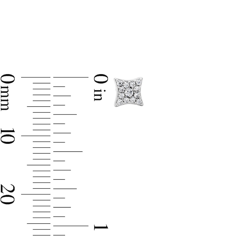 Solid Sterling Silver CZ Pavé Concave Square Studs