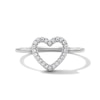 Solid Sterling Silver CZ Open Heart Ring - Size 7
