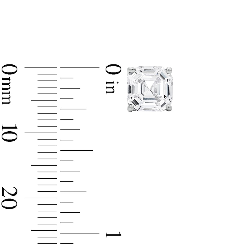 Sterling Silver Asscher-Cut CZ Solitaire Studs