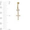 Thumbnail Image 2 of 10K Hollow Gold and Yellow Ion-Plated CZ Cross Dangle Belly Ring  - 14G 3/8"