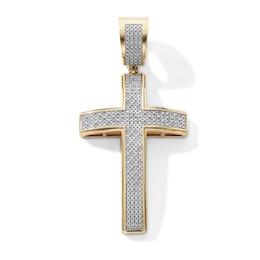 14K Gold Plated 1/6 CT. T.W. Lab-Grown Diamond Pavé Cross Necklace Charm