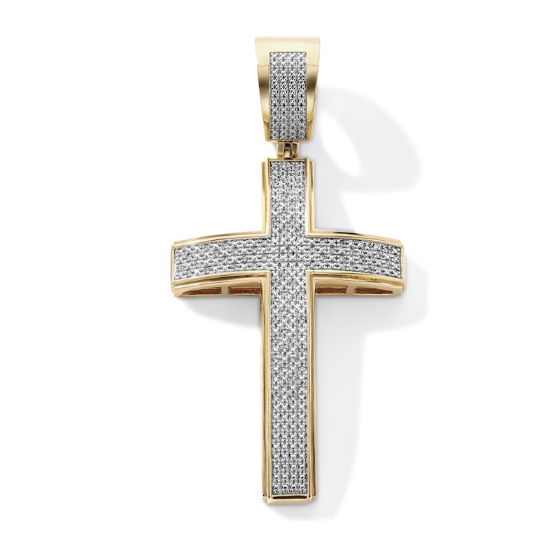 14K Gold Plated 1/6 CT. T.W. Lab-Grown Diamond Pavé Cross Necklace Charm