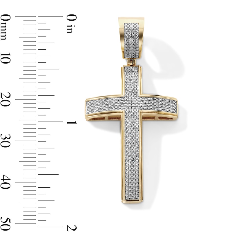 14K Gold Plated 1/6 CT. T.W. Lab-Grown Diamond Pavé Cross Necklace Charm