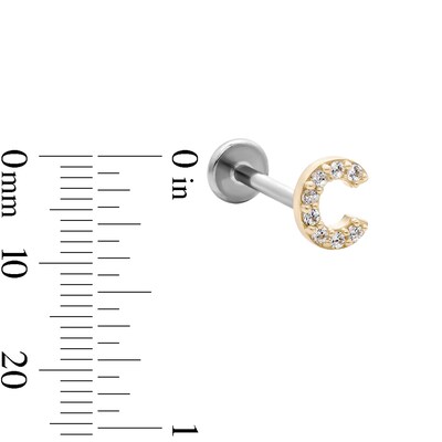 14K Gold and Titanium CZ "C" Initial Stud – 18G 5/16"