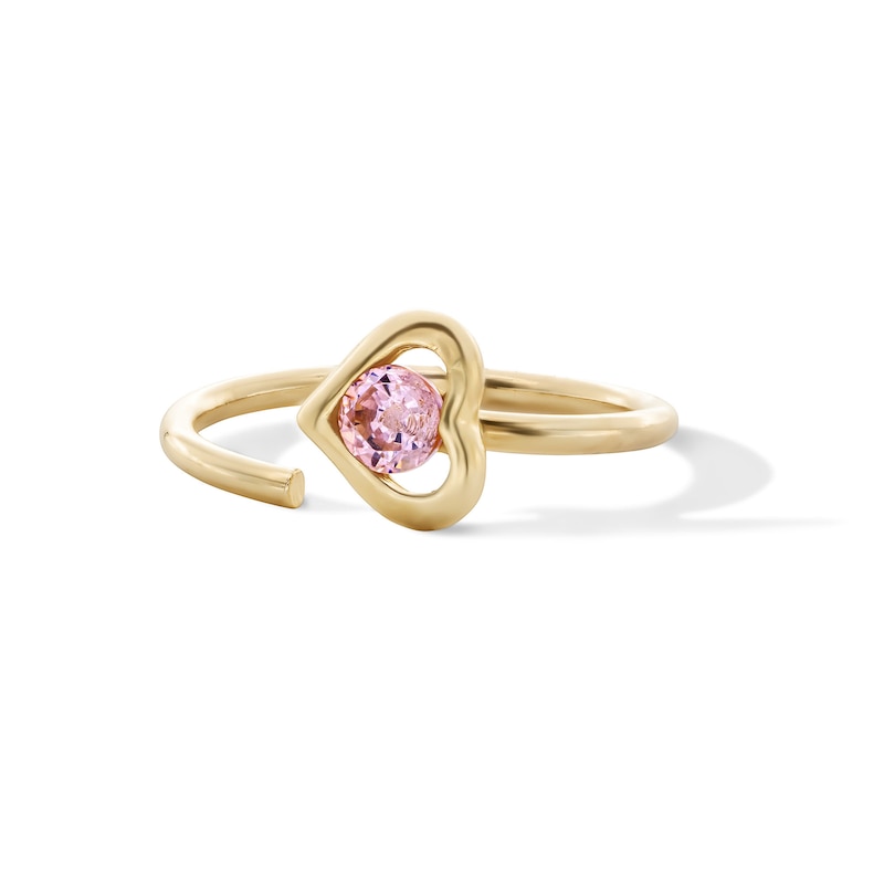 Main Image 1 of 10K Solid Gold Pink CZ Halo Heart Nose Hoop - 20G 5/16"