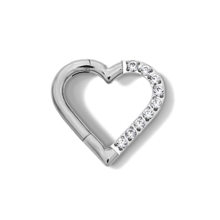 Titanium CZ Heart Hoop - 16G 5/16"
