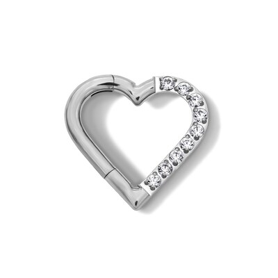 Titanium CZ Heart Hoop - 16G 5/16"