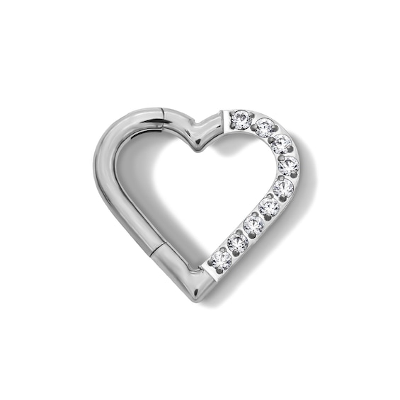 Titanium CZ Heart Hoop - 16G 5/16"