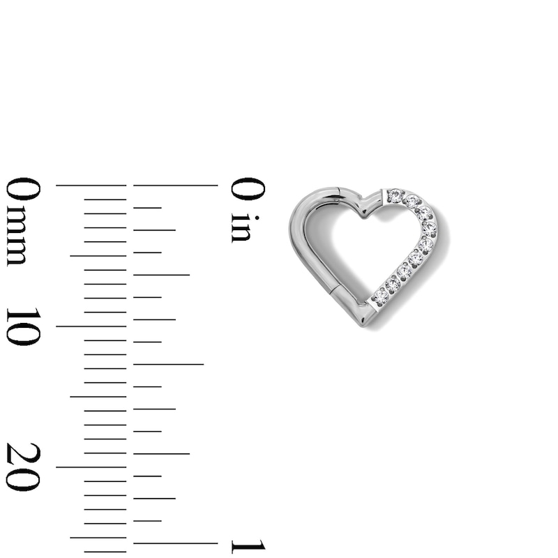 Main Image 2 of Titanium CZ Heart Hoop - 16G 5/16"