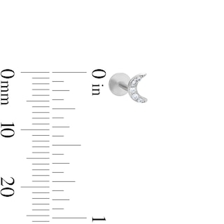 Solid Sterling Silver CZ Moon Flat Back Studs