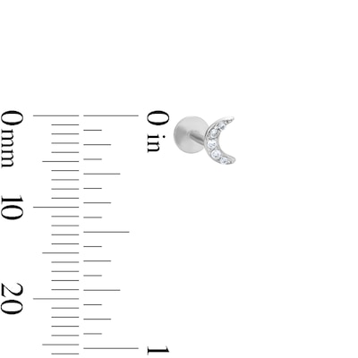 Solid Sterling Silver CZ Moon Flat Back Studs