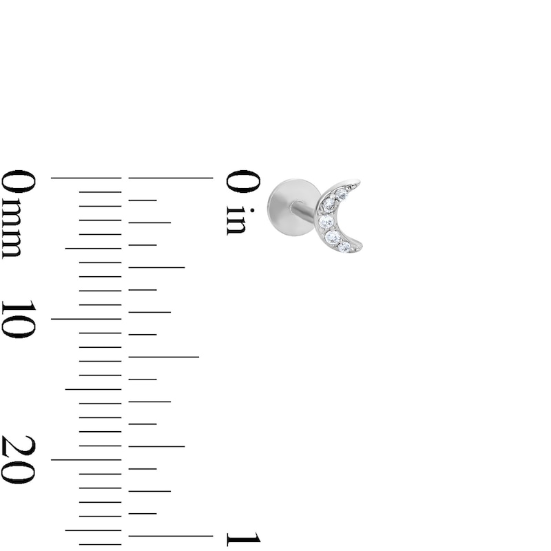 Main Image 2 of Solid Sterling Silver CZ Moon Flat Back Studs